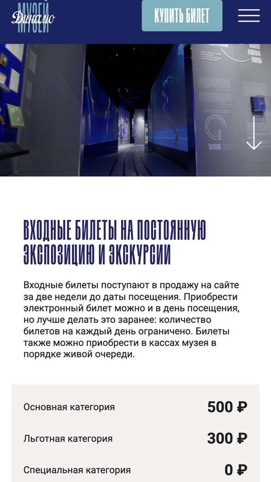 Музей Динамо: Мобильная версия