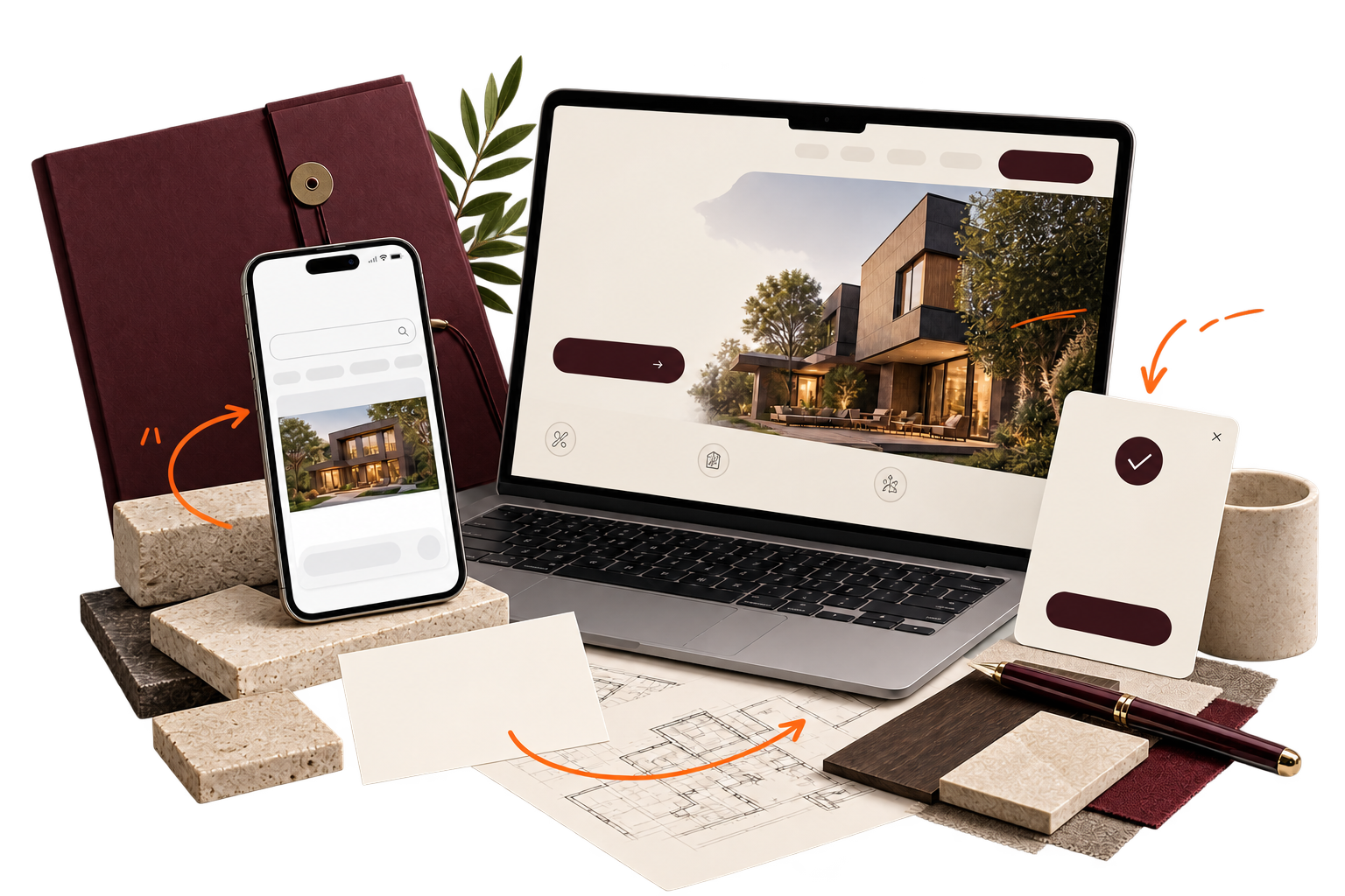 Иллюстрация услуги: интерфейсы и рабочие материалы